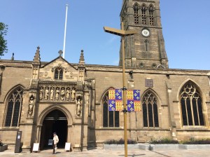 The outside of the compact, but cute, Leicester Cathedral.